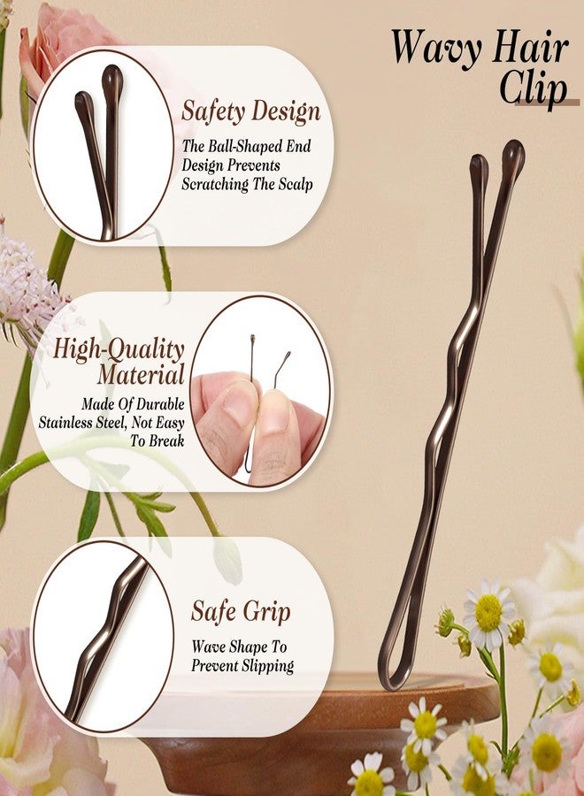 AOZUO 150 Pcs Bobby Pins Set,1.37 Inch Brown Blonde Black Small Bobby Pins Gold Mini Hair Pins Wavy Metal Hair Clip Hairpins for Women Gilr Kids Buns Long Straight Curly Hair All Hair Types (3.5cm) - Image 5